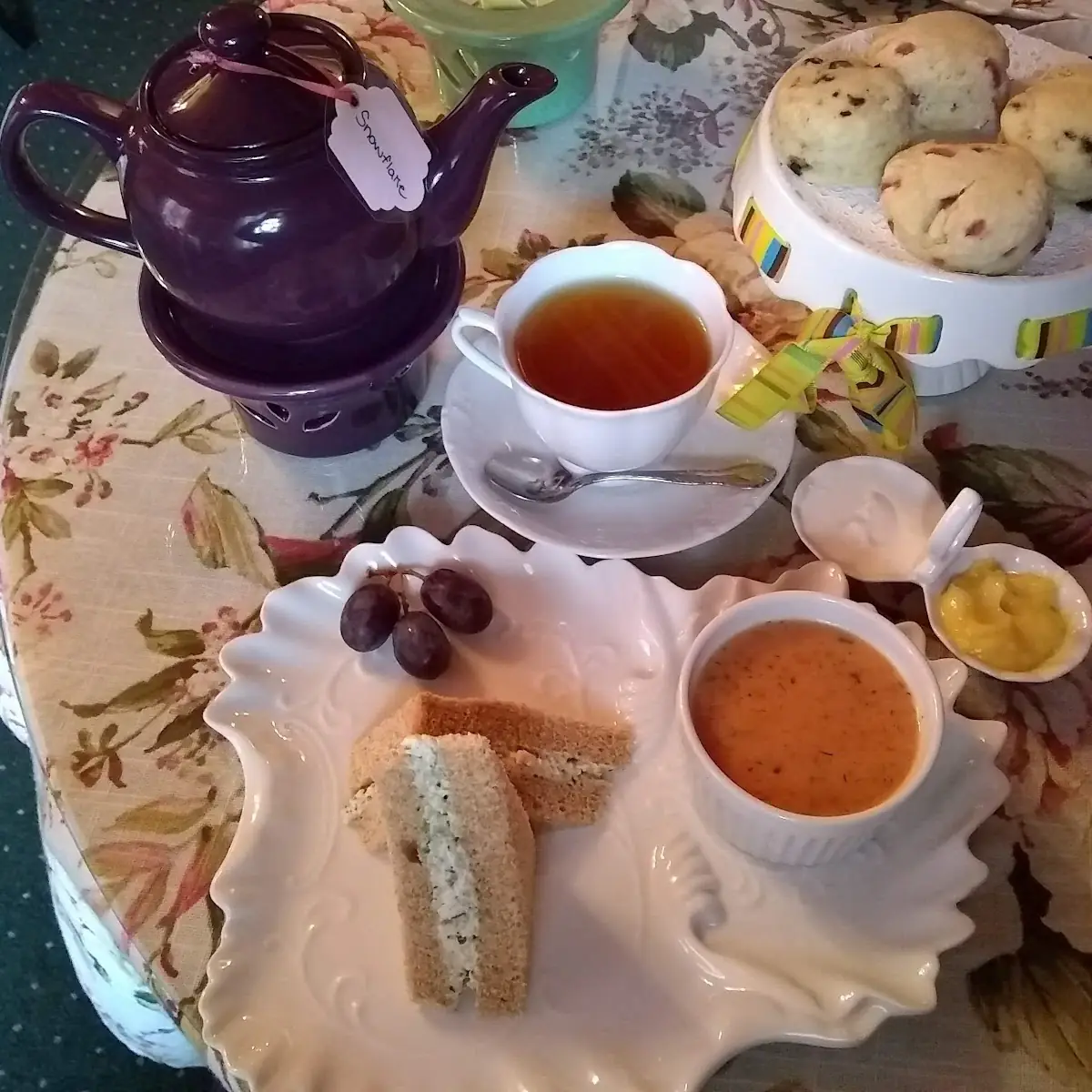 Pesto Chicken Salad Sandwich and Tomato Bisque