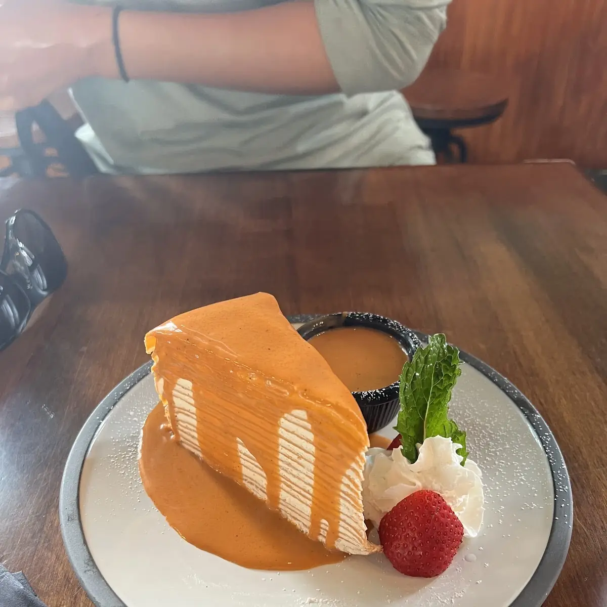 Thai Tea Crepe Cake Slice