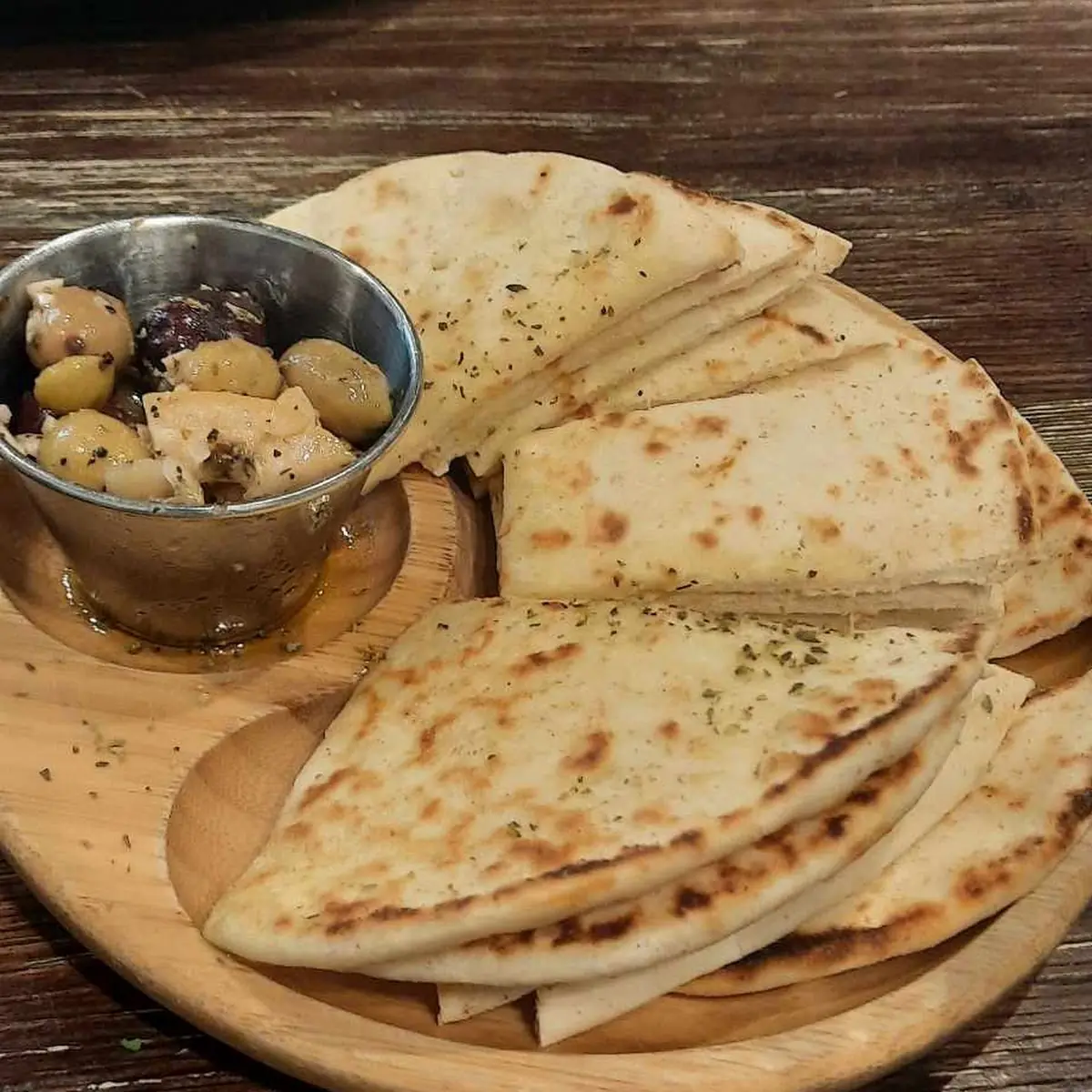 Warm Pita Bread with Olives