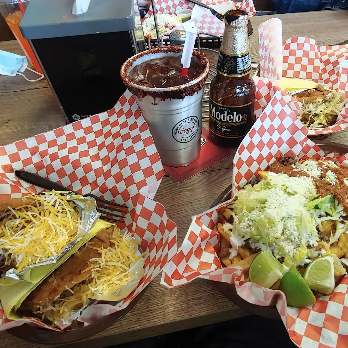 Various Plates with Negra Modelo Michelada