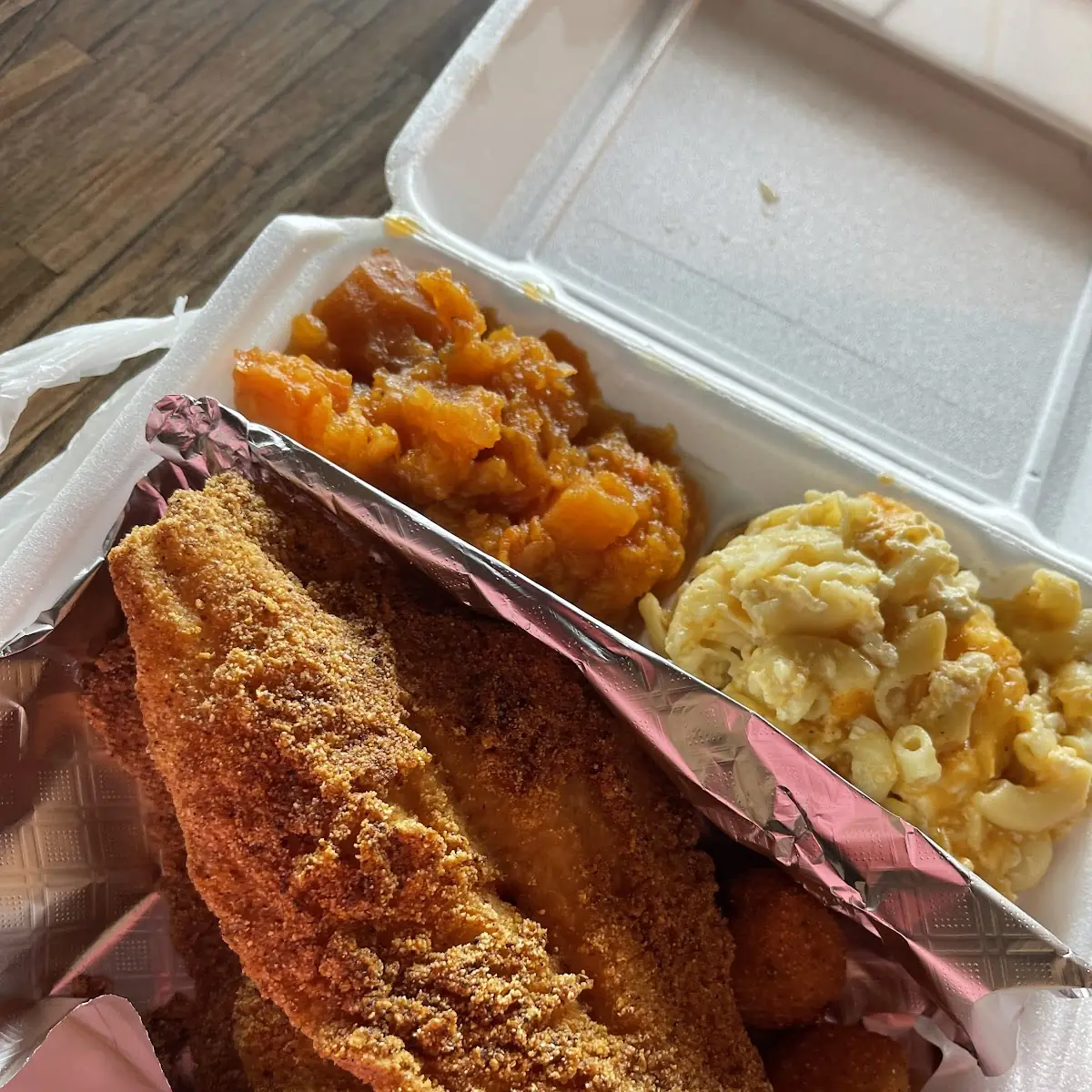 Fried Fish Dinner String Beans and Yams