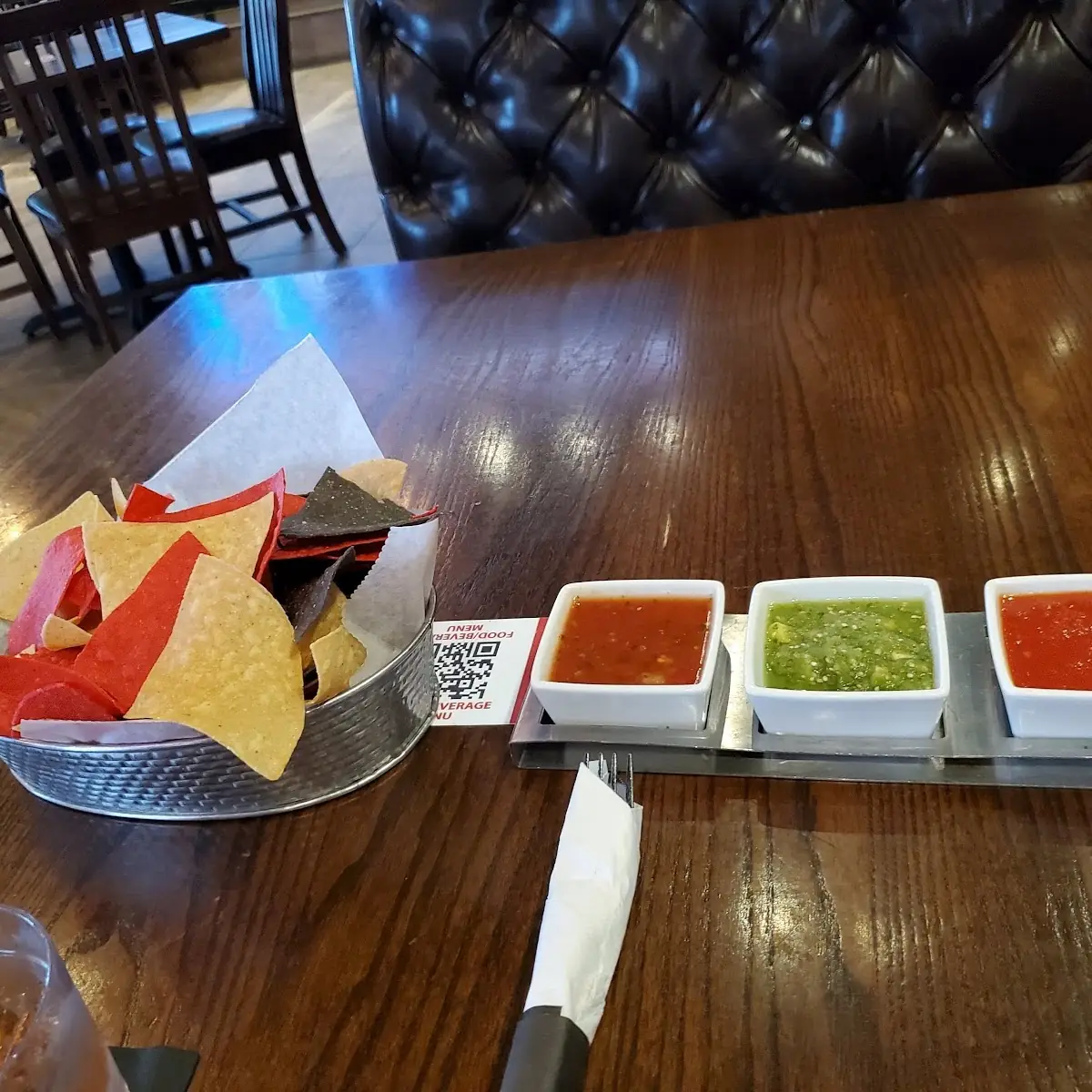 Tortilla Chips with 3 Different Types of Salsa