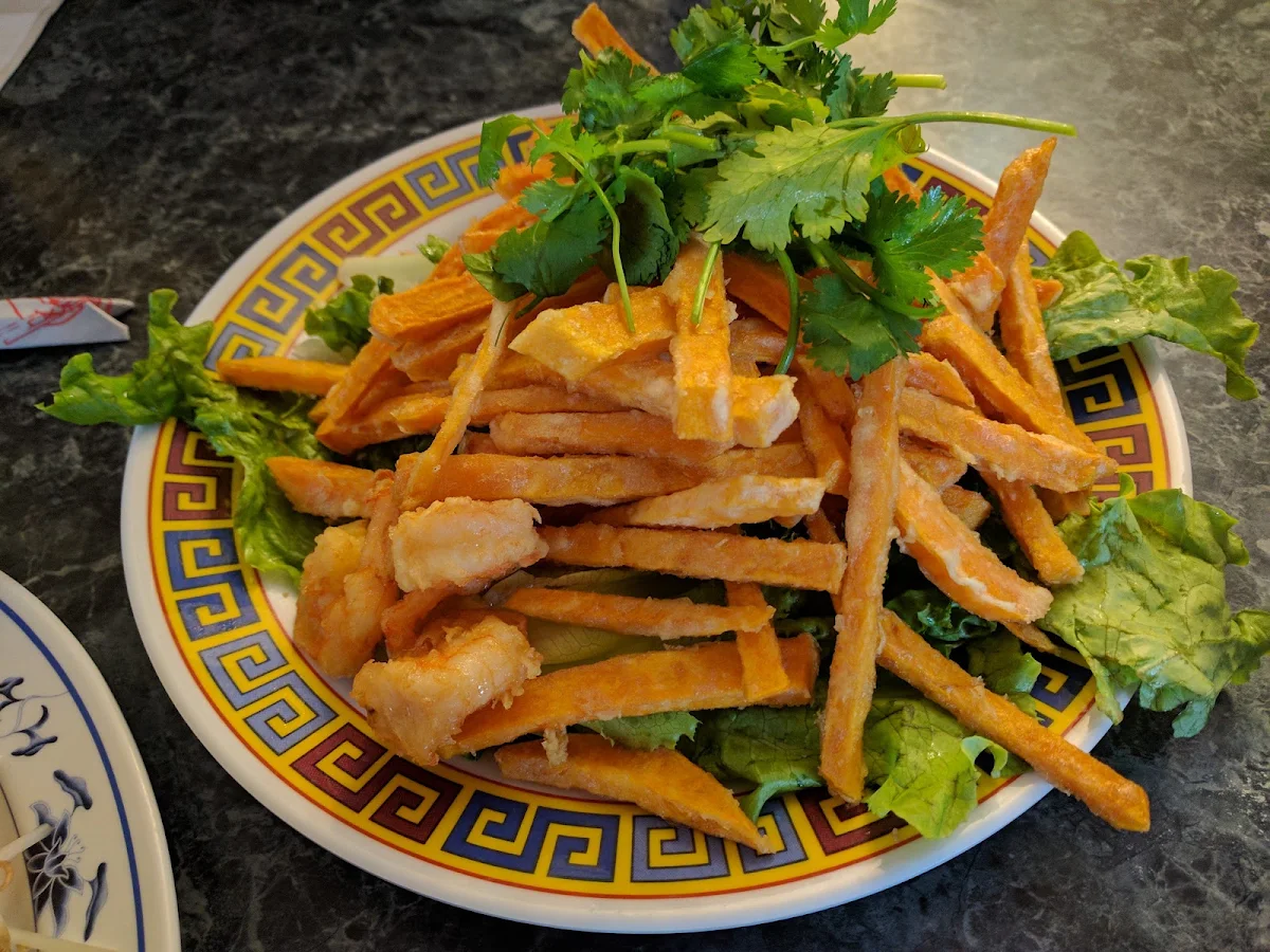 Fried Sweet Potato and Shrimp Appetizer