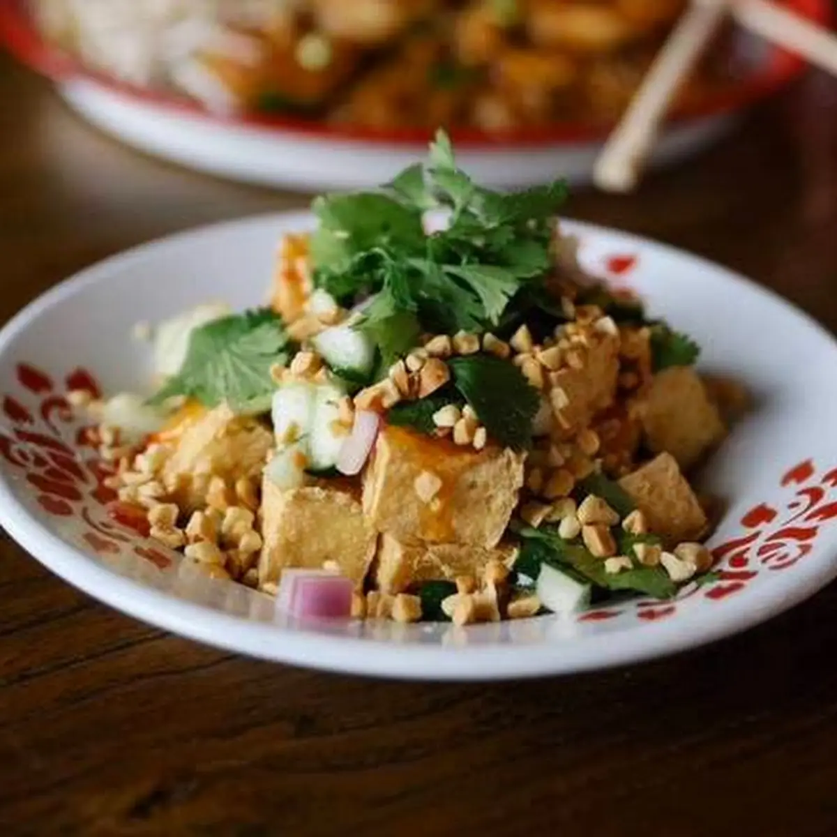 Fry Tofu with Cucumber Salad