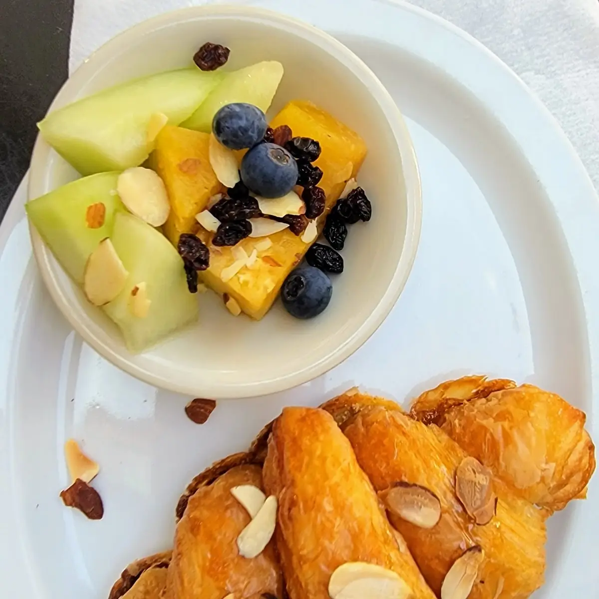 Almond Croissant and Fruit