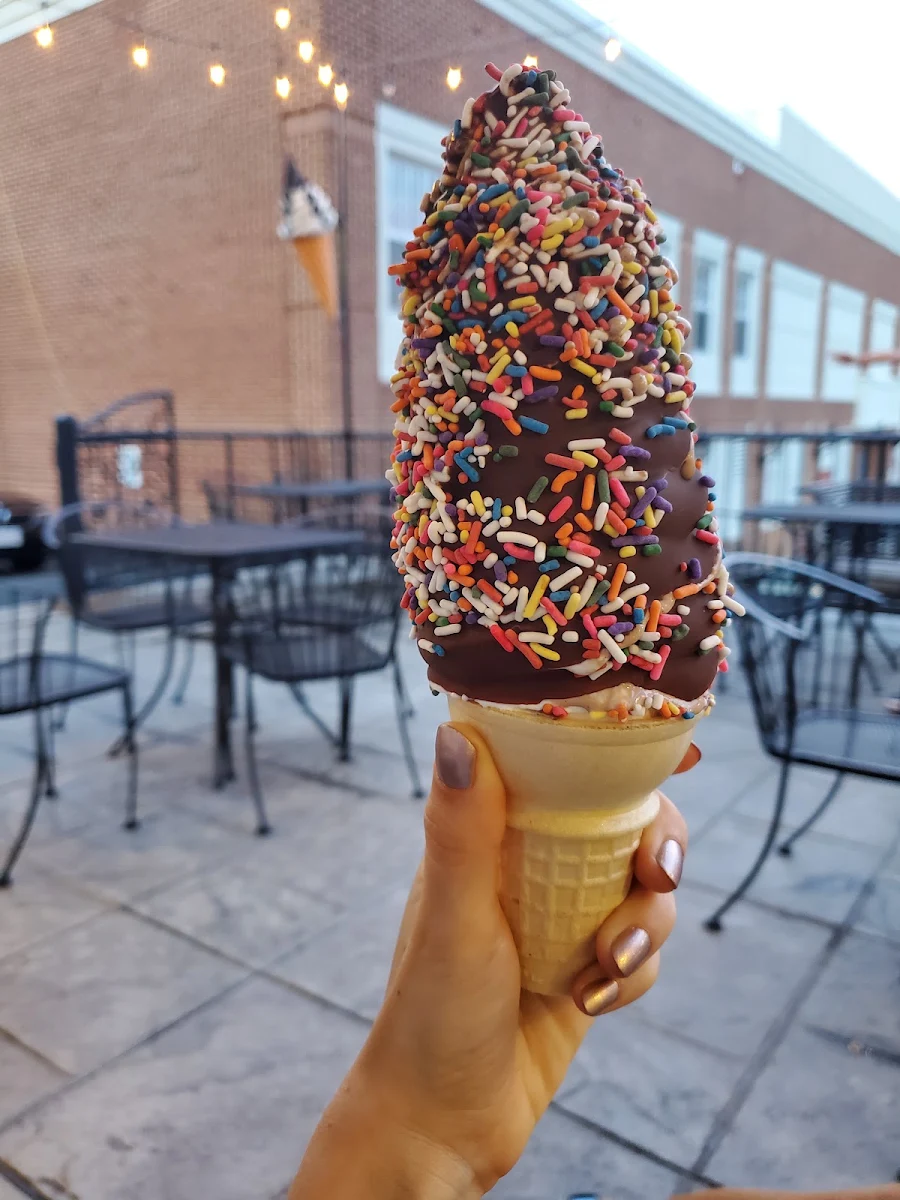 Vanilla Soft Serve with Rainbow Sprinkles