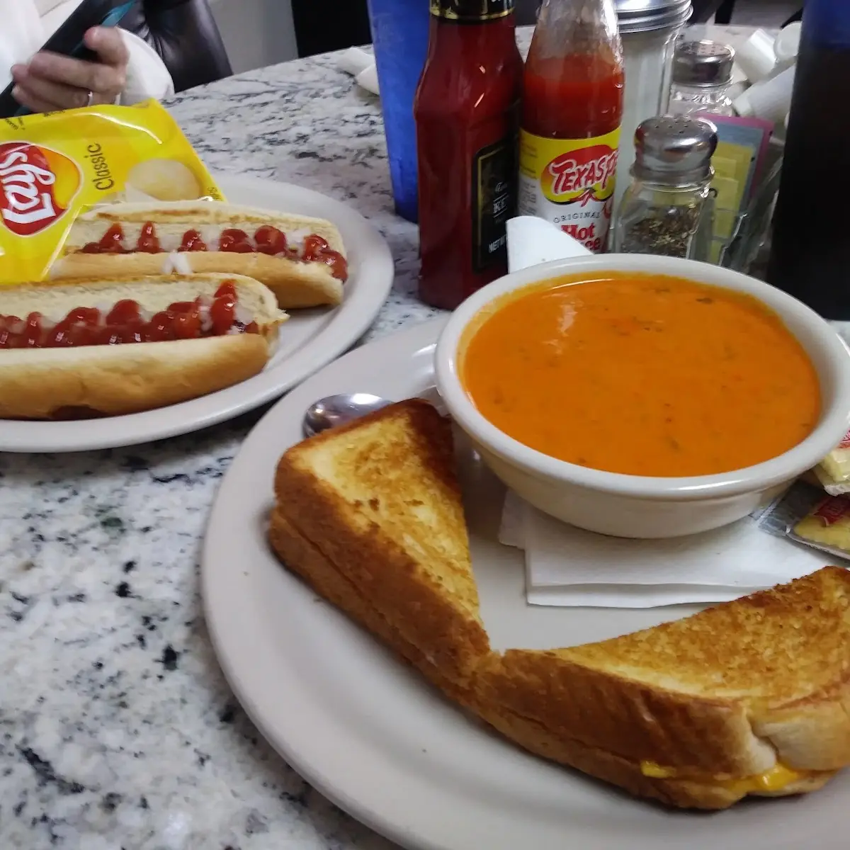 Basil Tomato Soup and Hot Dogs