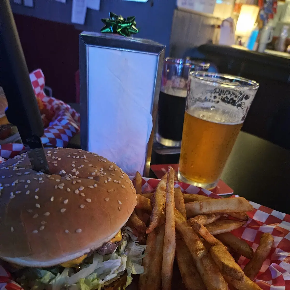 Cheeseburger and Beer Batter Fries