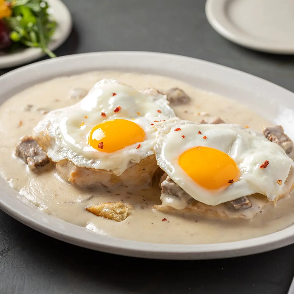 Smoked Brisket Biscuits and Gravy with Fresh Eggs