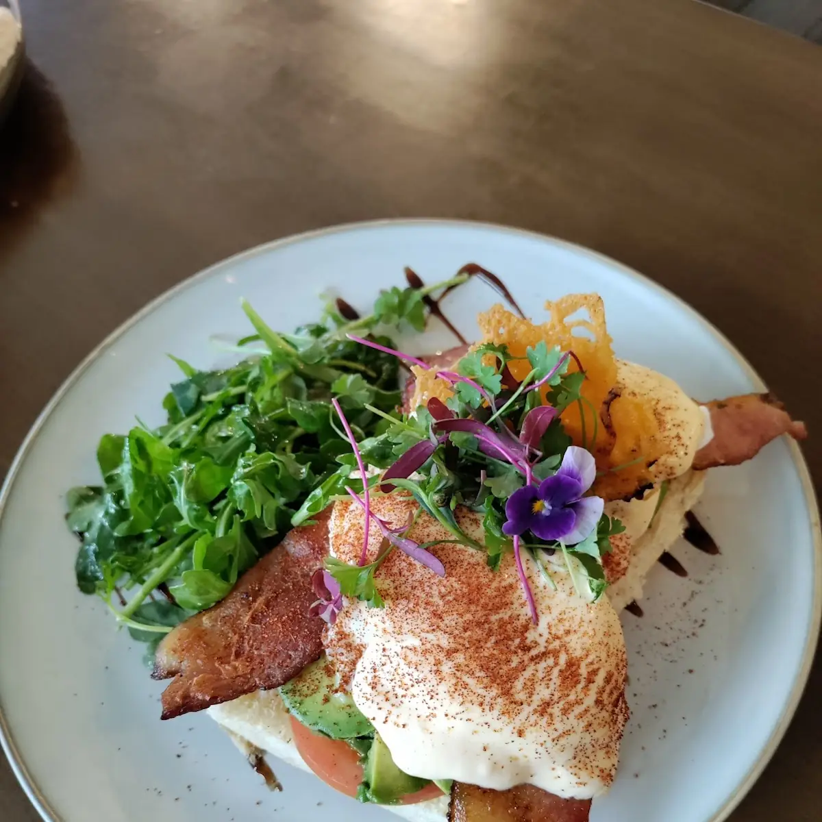 Croissant and Eggs Benedict Breakfast