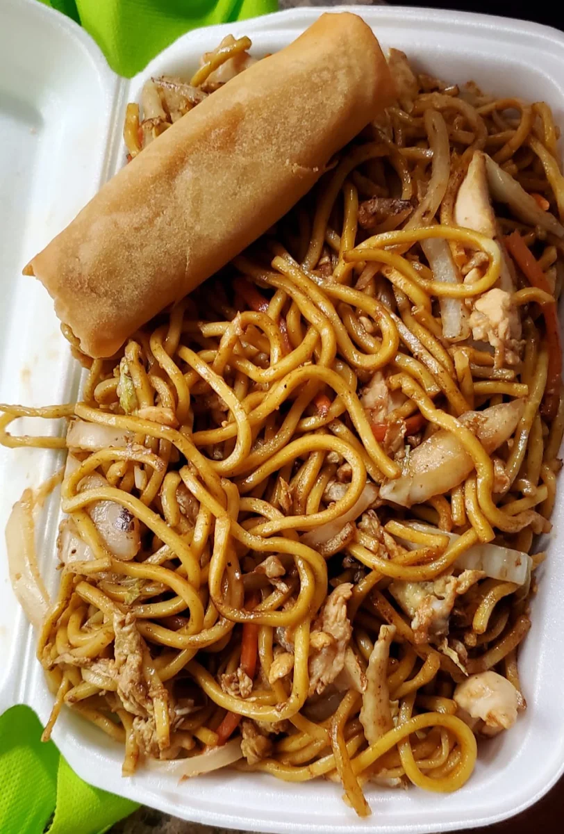 Chicken Chow Mein with Veggie Spring Rolls