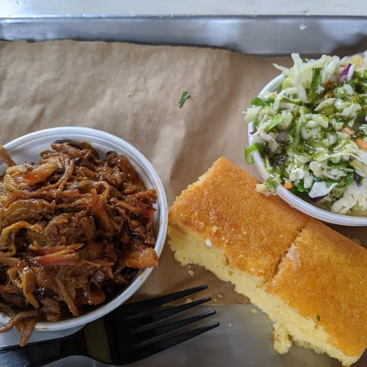 Pork BBQ Cornbread and Coleslaw