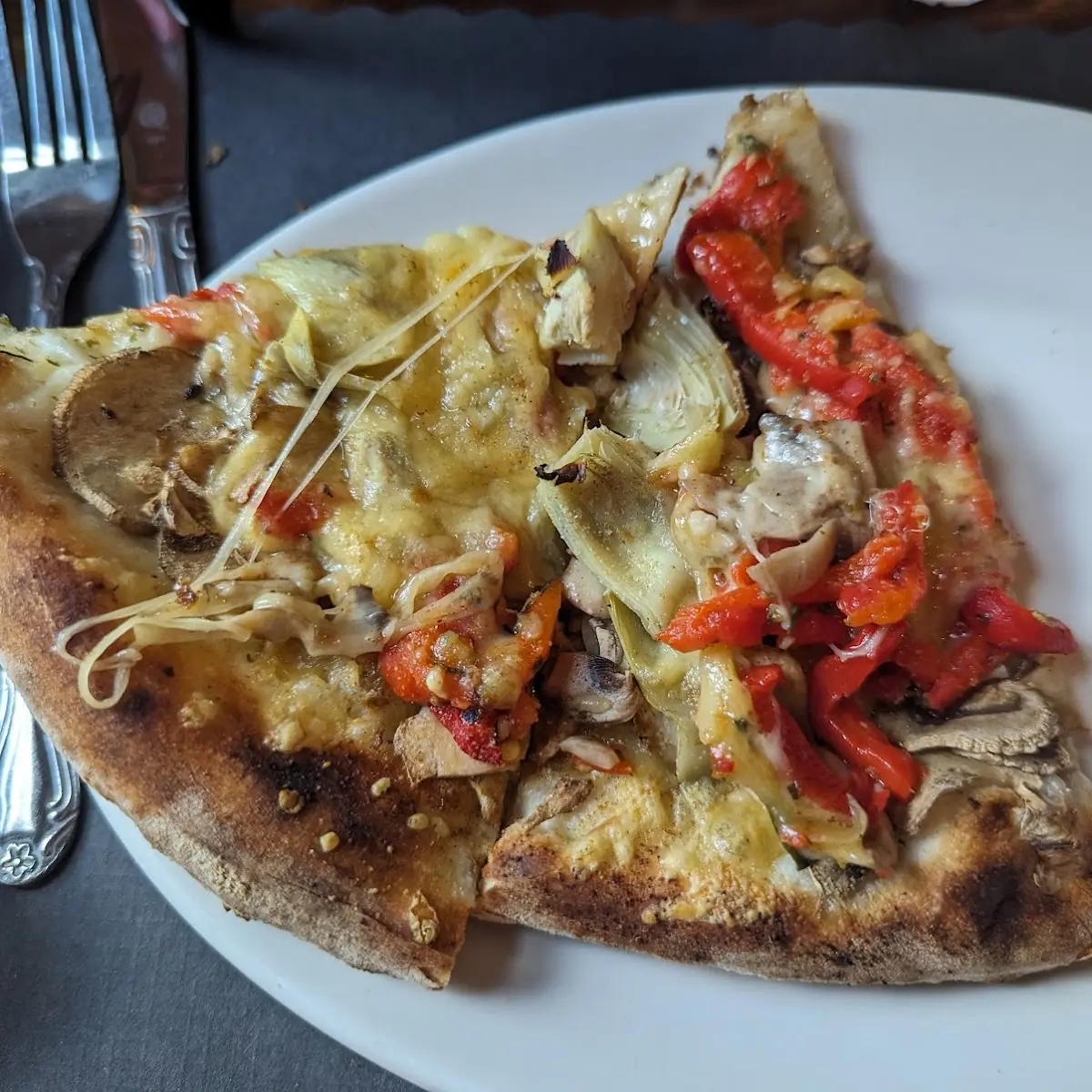 Artichoke Spinach Mushroom Brick Fired Pizza
