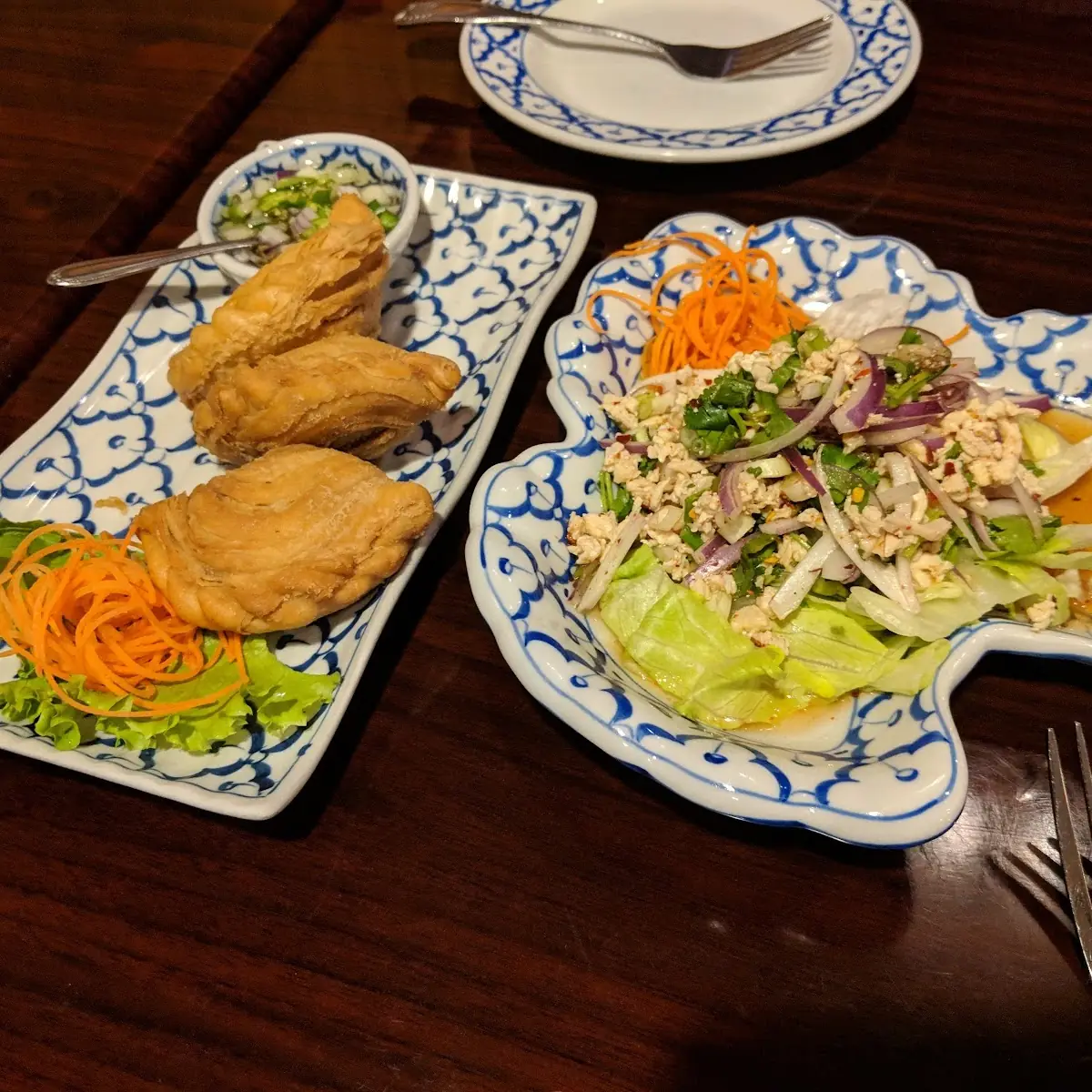 Curry Puff and Larb Gai