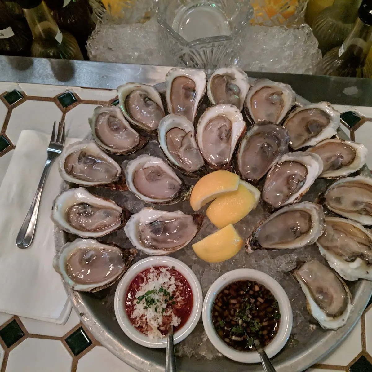Fresh Oysters and Lemon Wedges