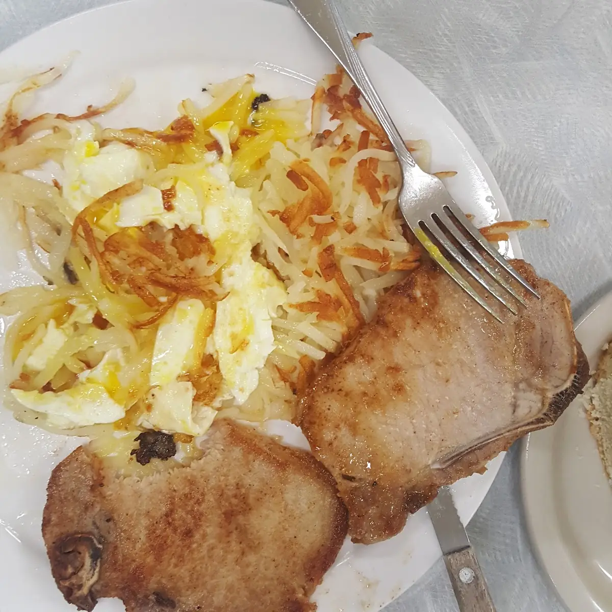Pork Chop and Egg Hash Browns