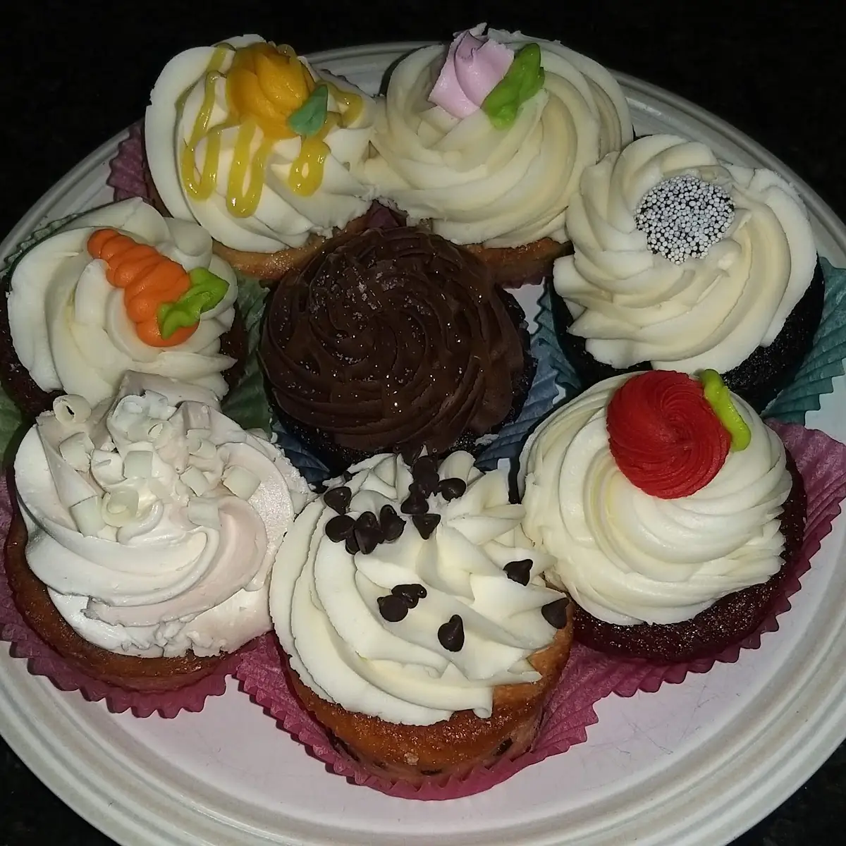 Various Cup Cakes for a Substitute Birthday Cake