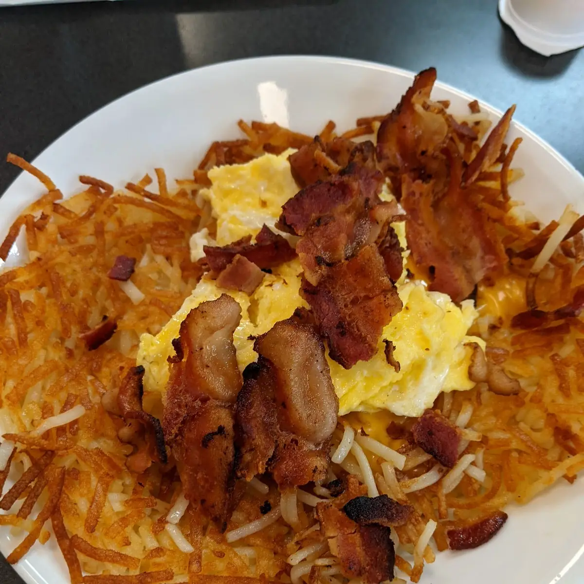 Bacon Egg and Cheese Hash Brown Bowl