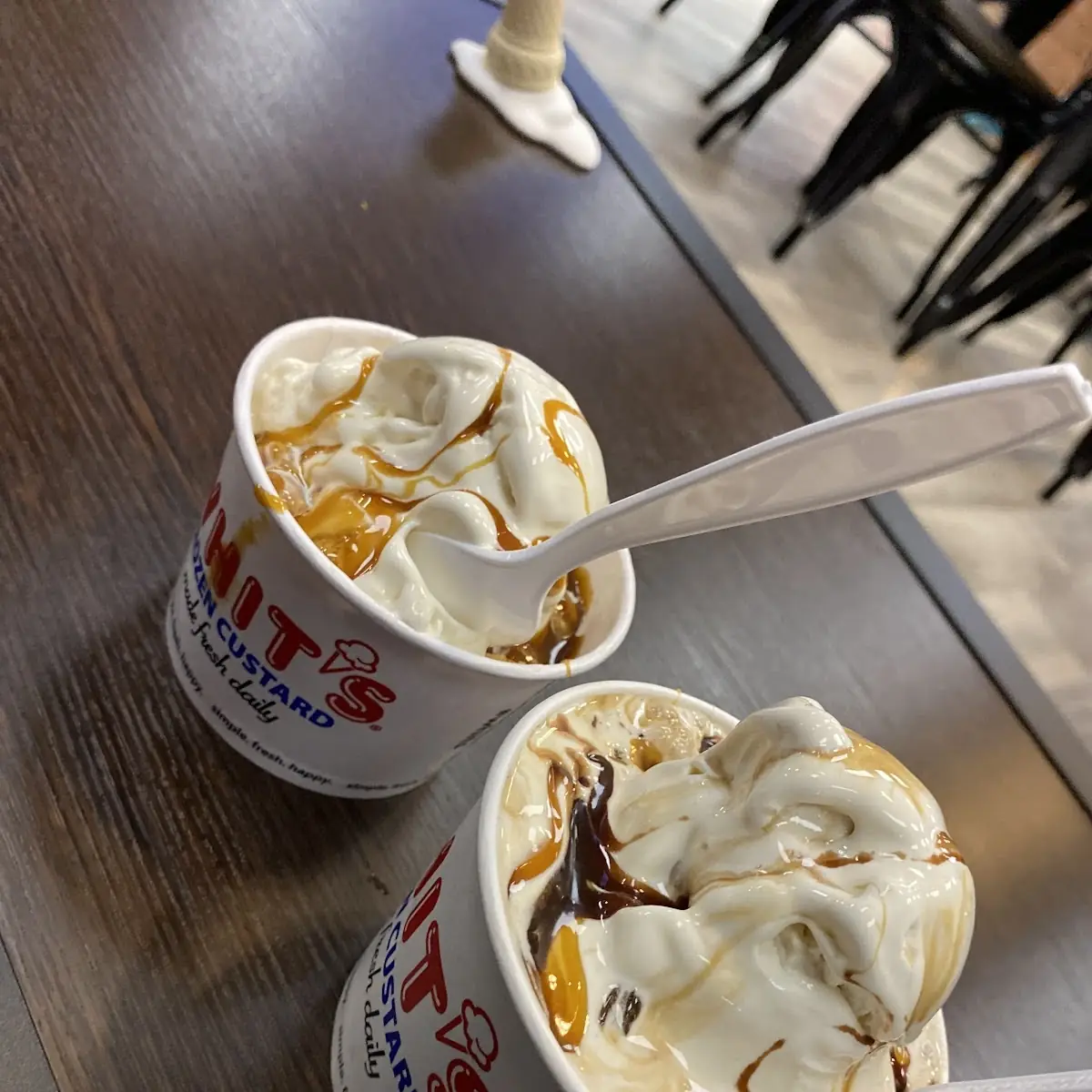 A Mississippi Mud and Custom Vanilla Ice Cream