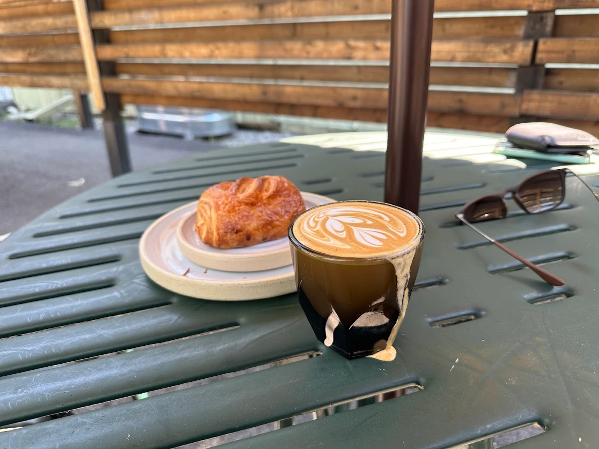 Flat White and Chocolate Croissant