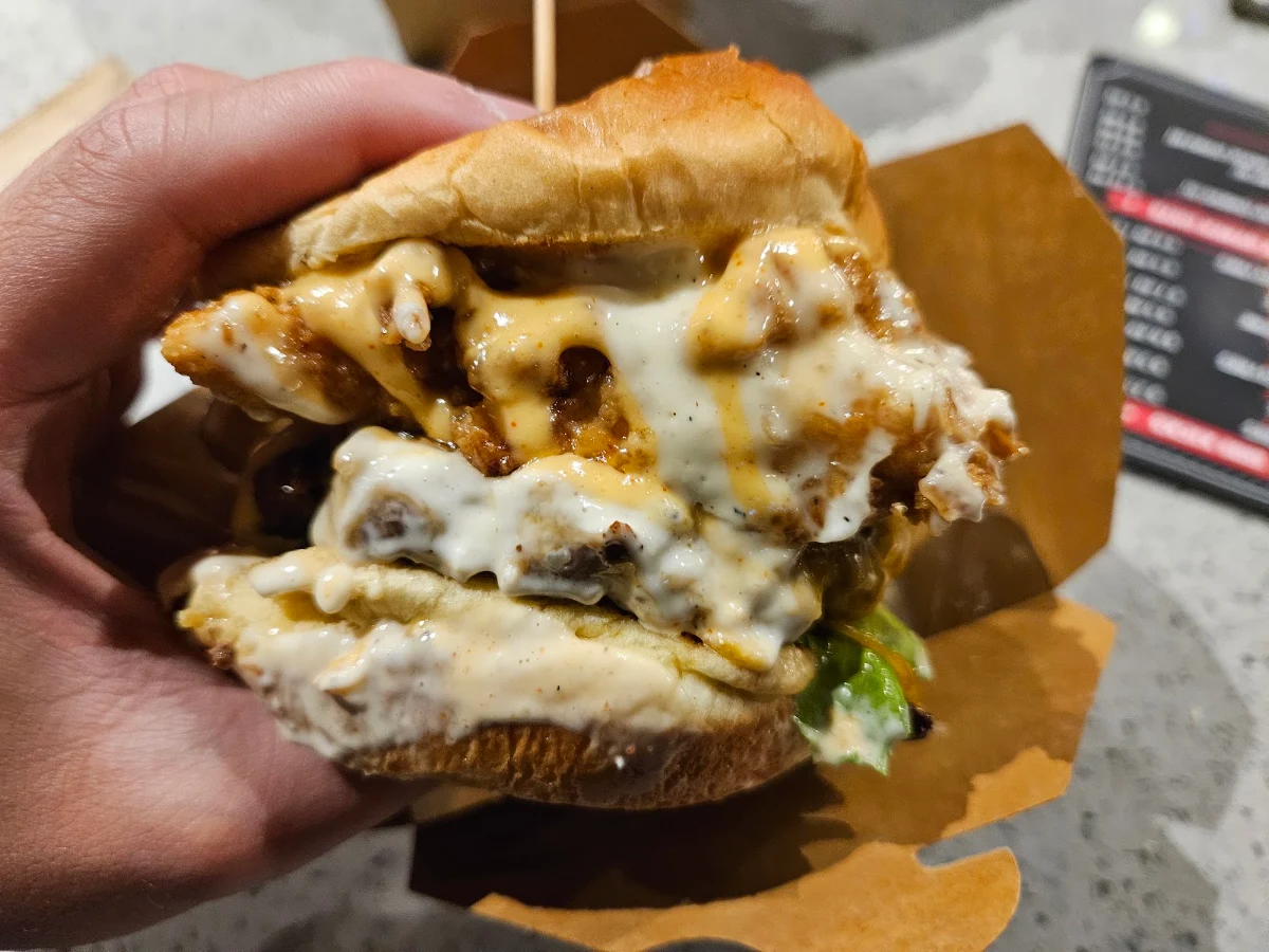 Adopted Burger Chicken Crusted Cheese & Onion Rings, The Burger Bros (CENTRAL PARKWAY)