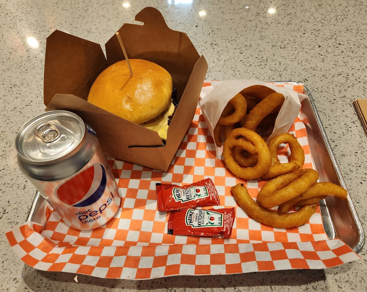Twins Burger Combo with Onion Rings, The Burger Bros (CENTRAL PARKWAY)