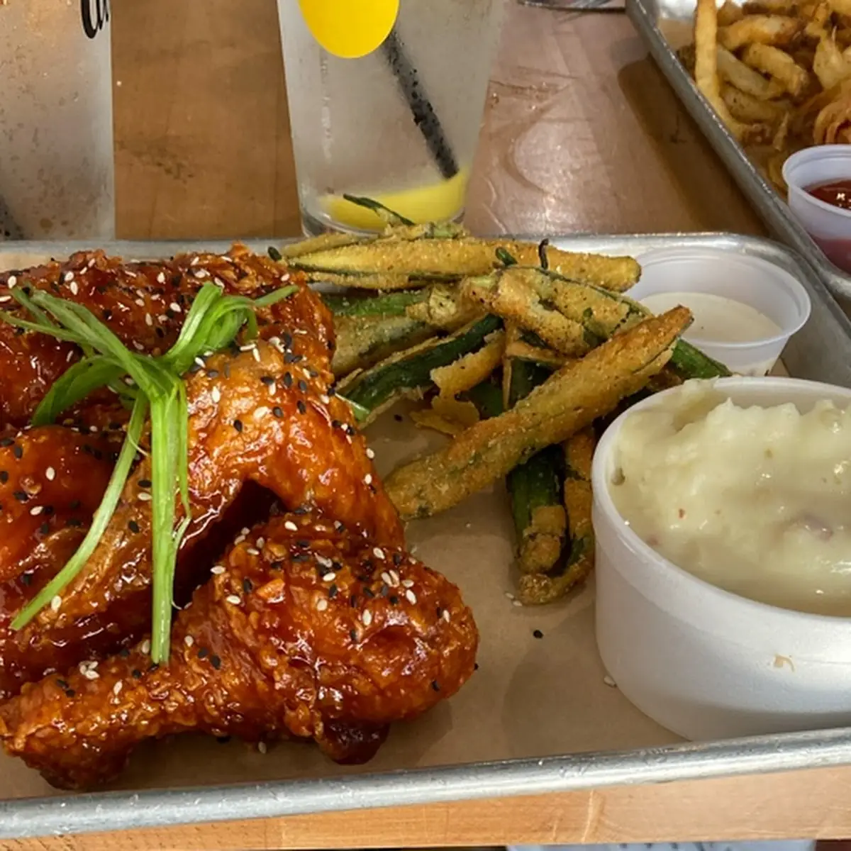 Fried Chicken Wings and Fried Okra