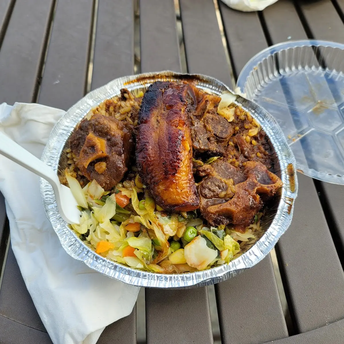 Oxtail Rice and Peas and Cabbage