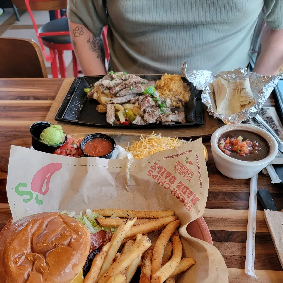 Just Bacon Burger and Fries Steak Fajitas