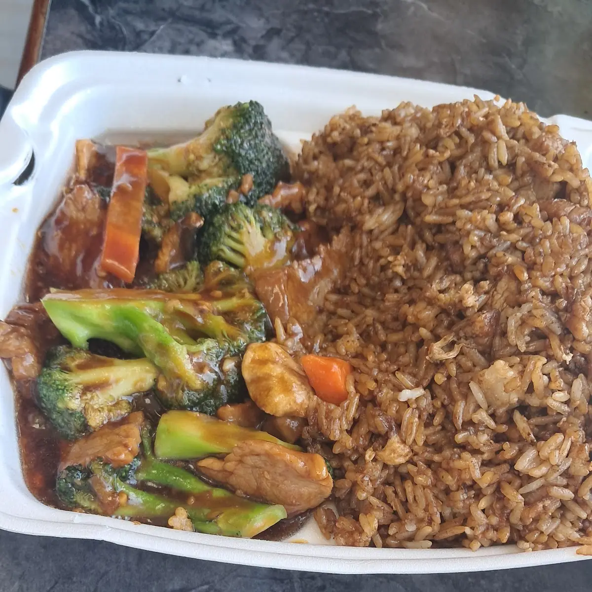 Beef Brocololi and Beef Fried Rice