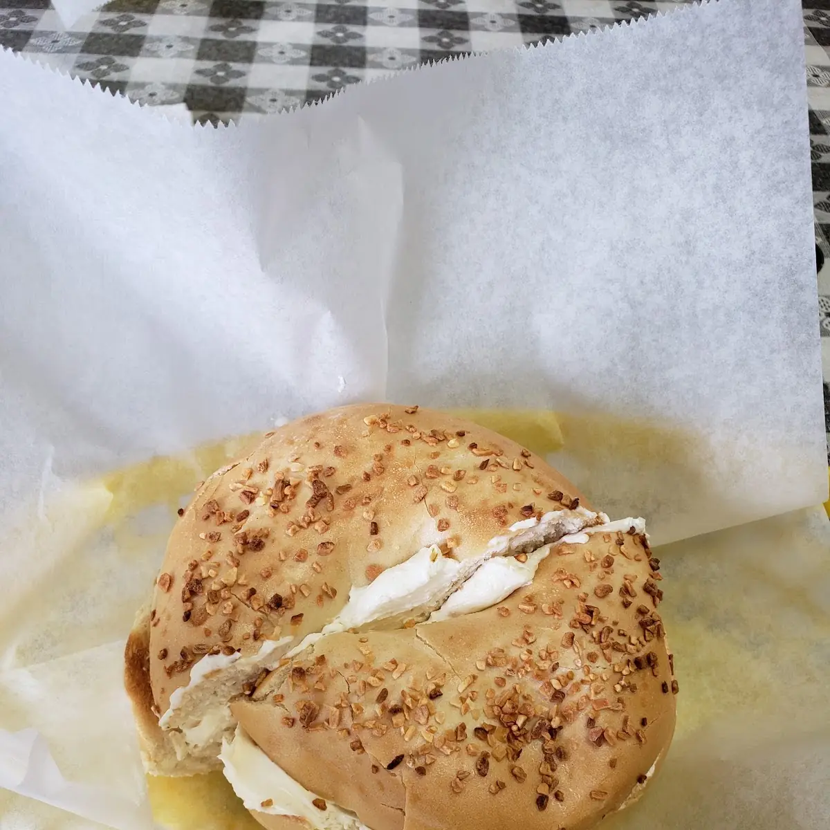 Onion Bagel with Cream Cheese