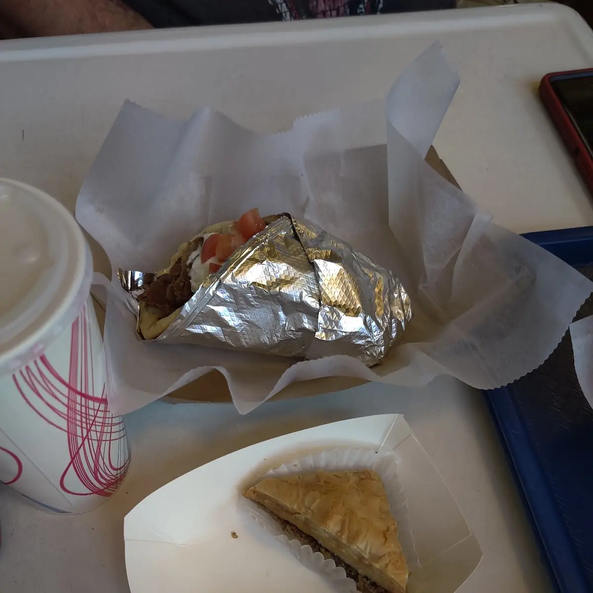 Gyro Sandwich and Baklava