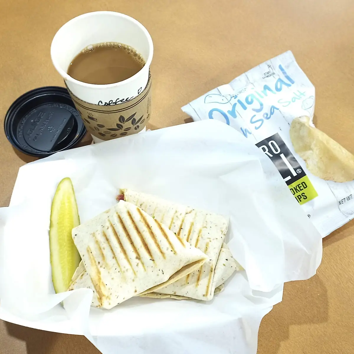 Avomato Wrap Panini on Garlic Tortilla