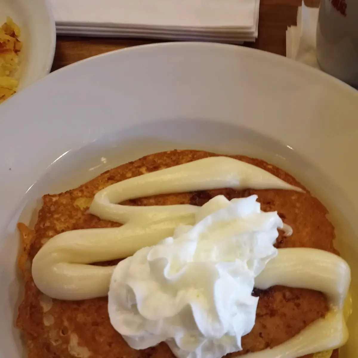 Cinnamon Roll Pancake Breakfast Plate