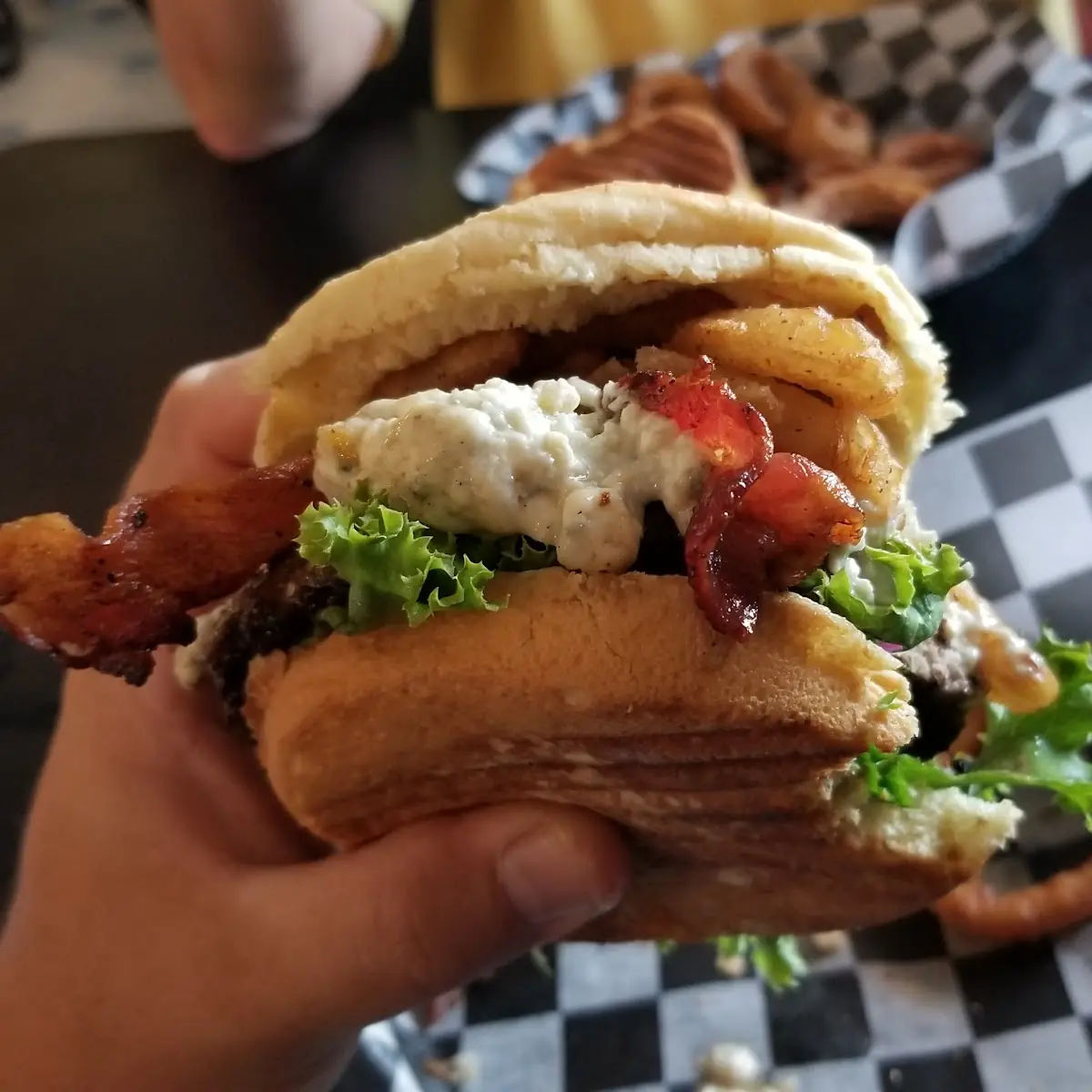 Black and Blue Bacon Cheeseburger