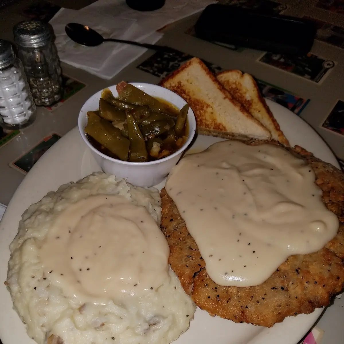 Chicken Fried Steak Mashed Potatoes and Green Beans