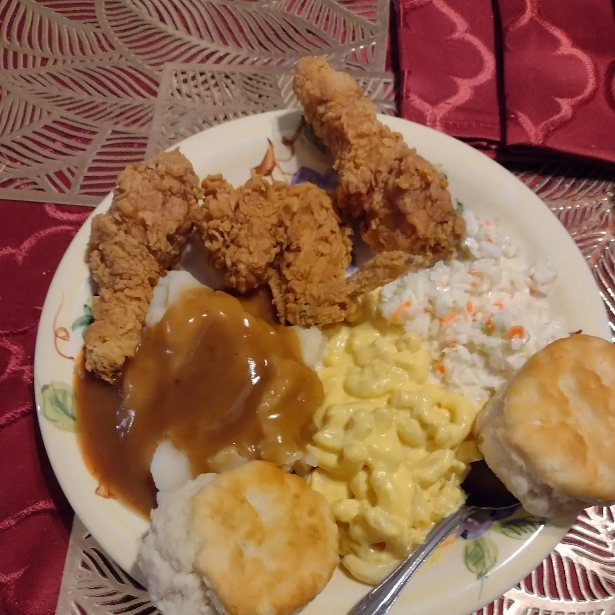 Mac and Cheese Fried Chicken Mashed Potatoes and Gravy Biscuits