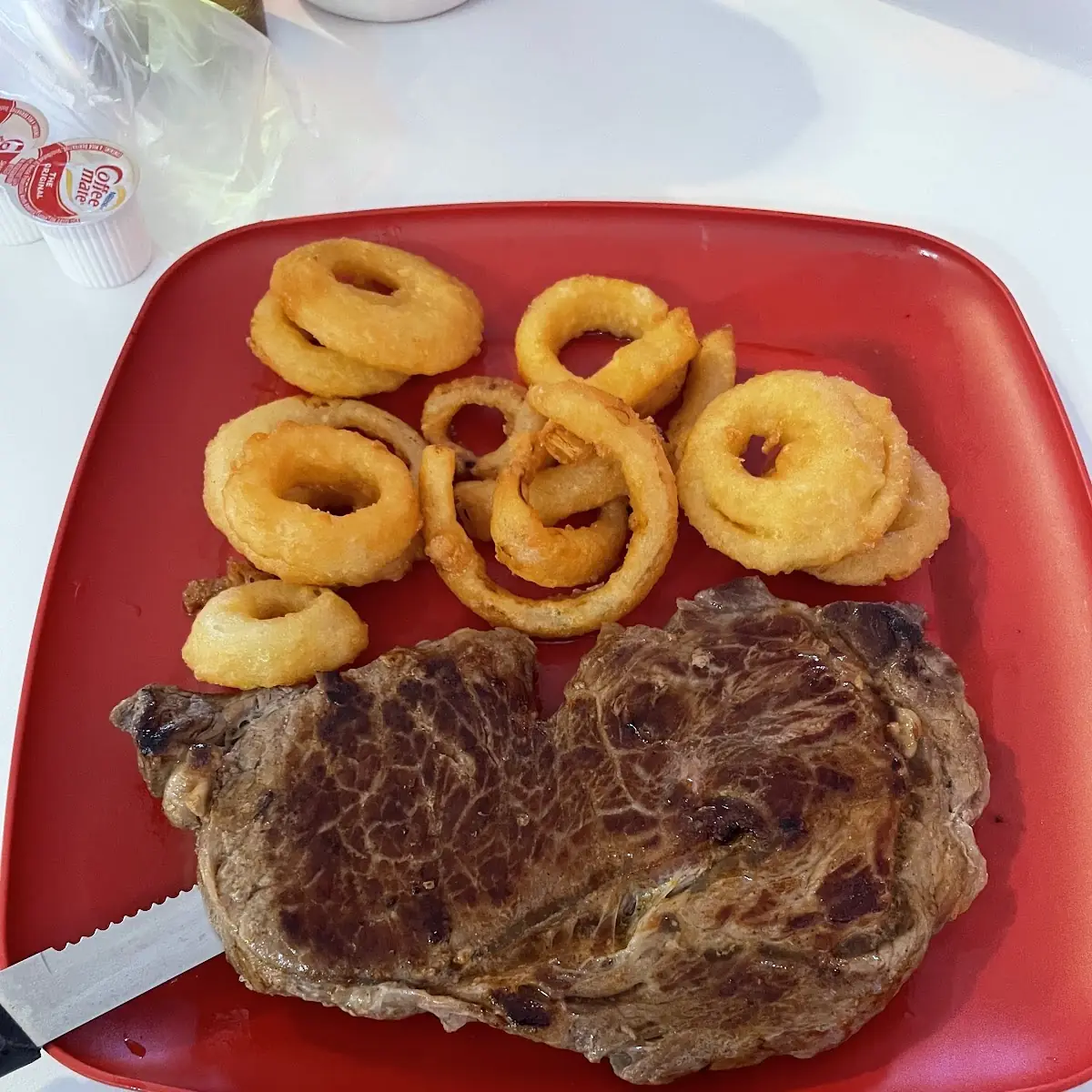 Ribeye Steak with Onion Rings