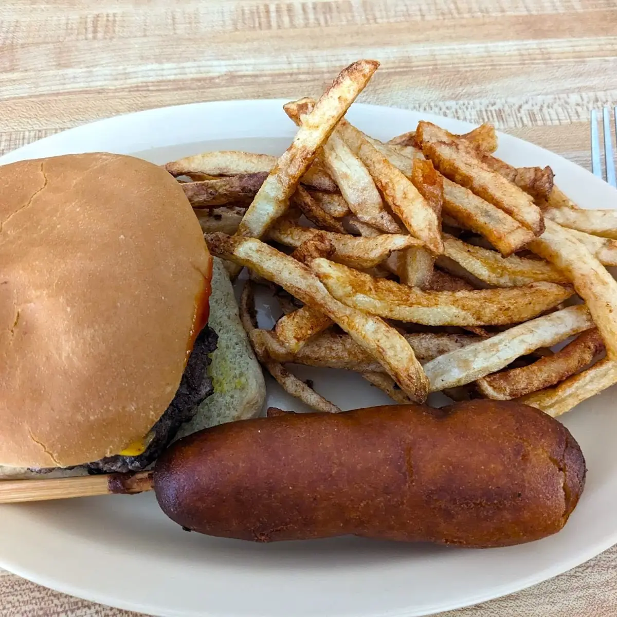 Cheeseburger and Corn Dog