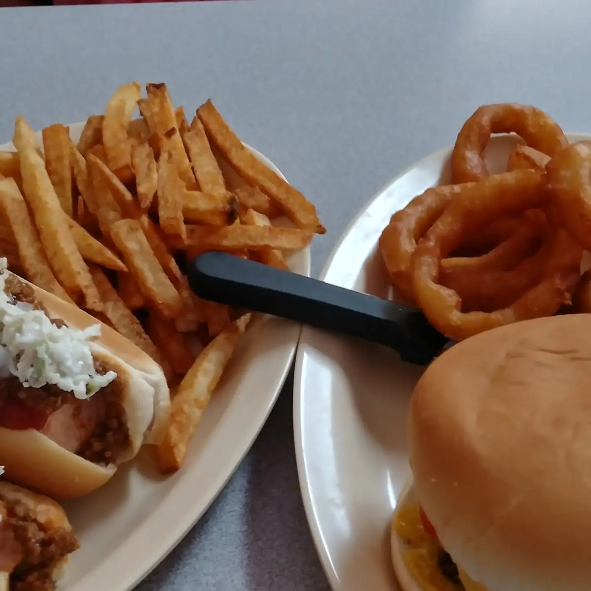 Fries Cheeseburger Foot Long Hot Dog
