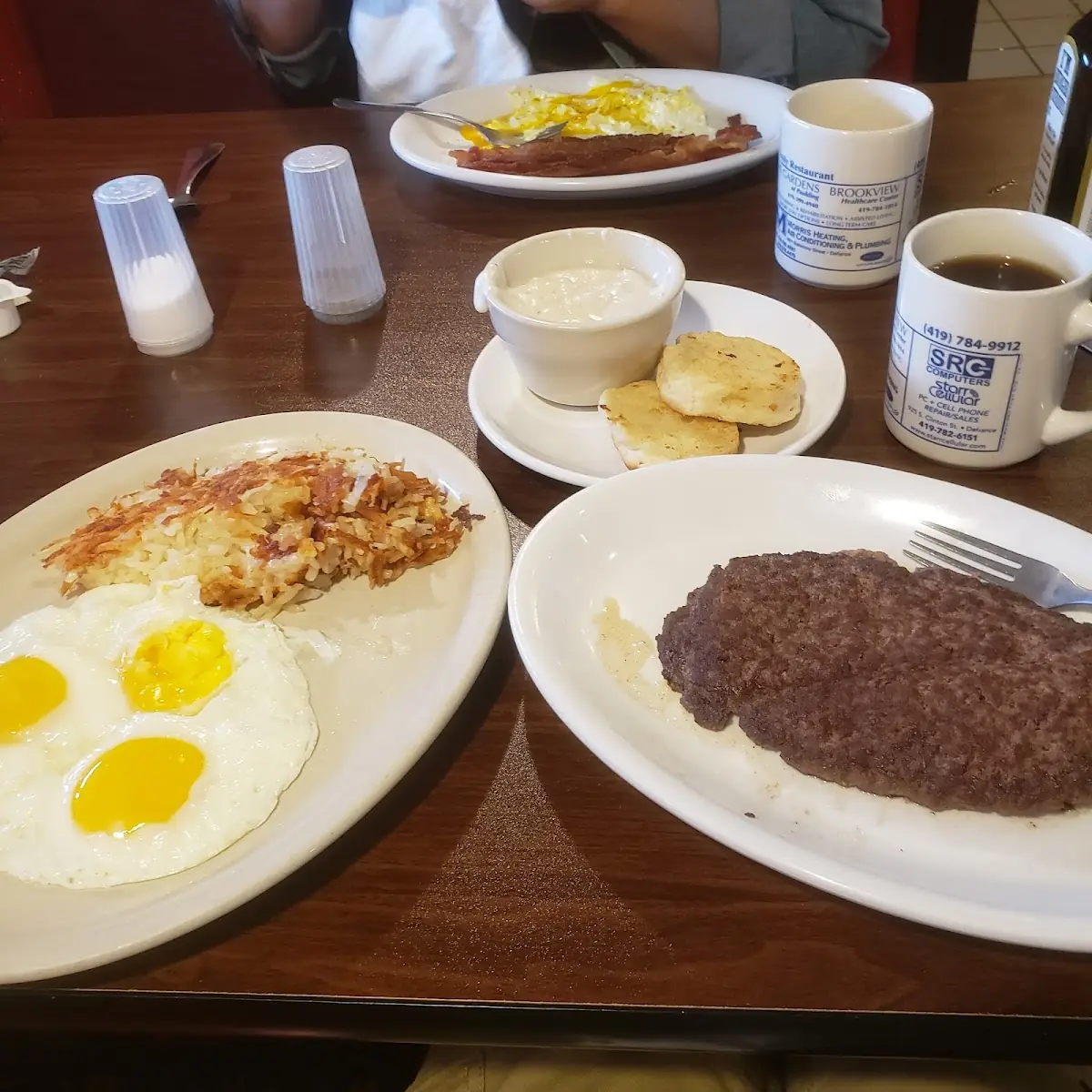 Hamburger Steak and Eggs with Hash Browns