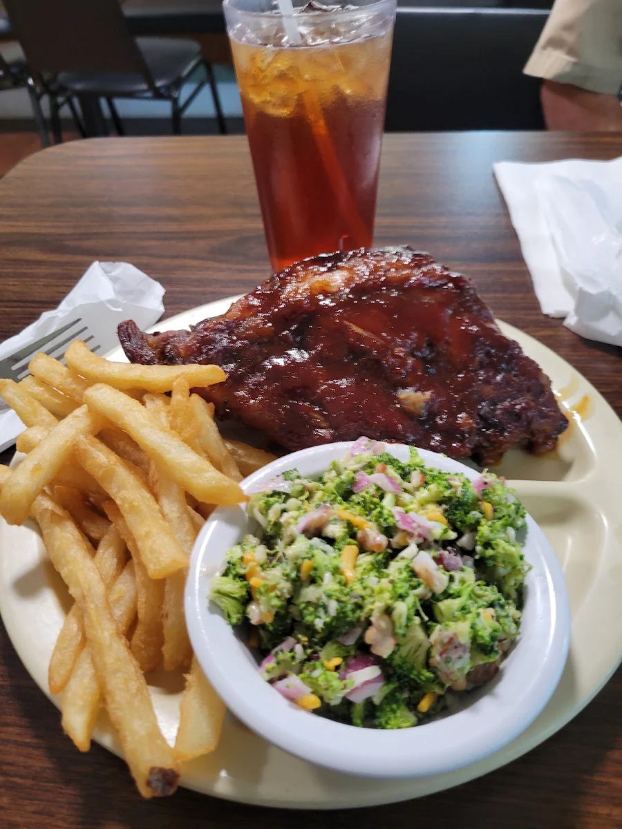 Ribs Fries Broccoli Salad