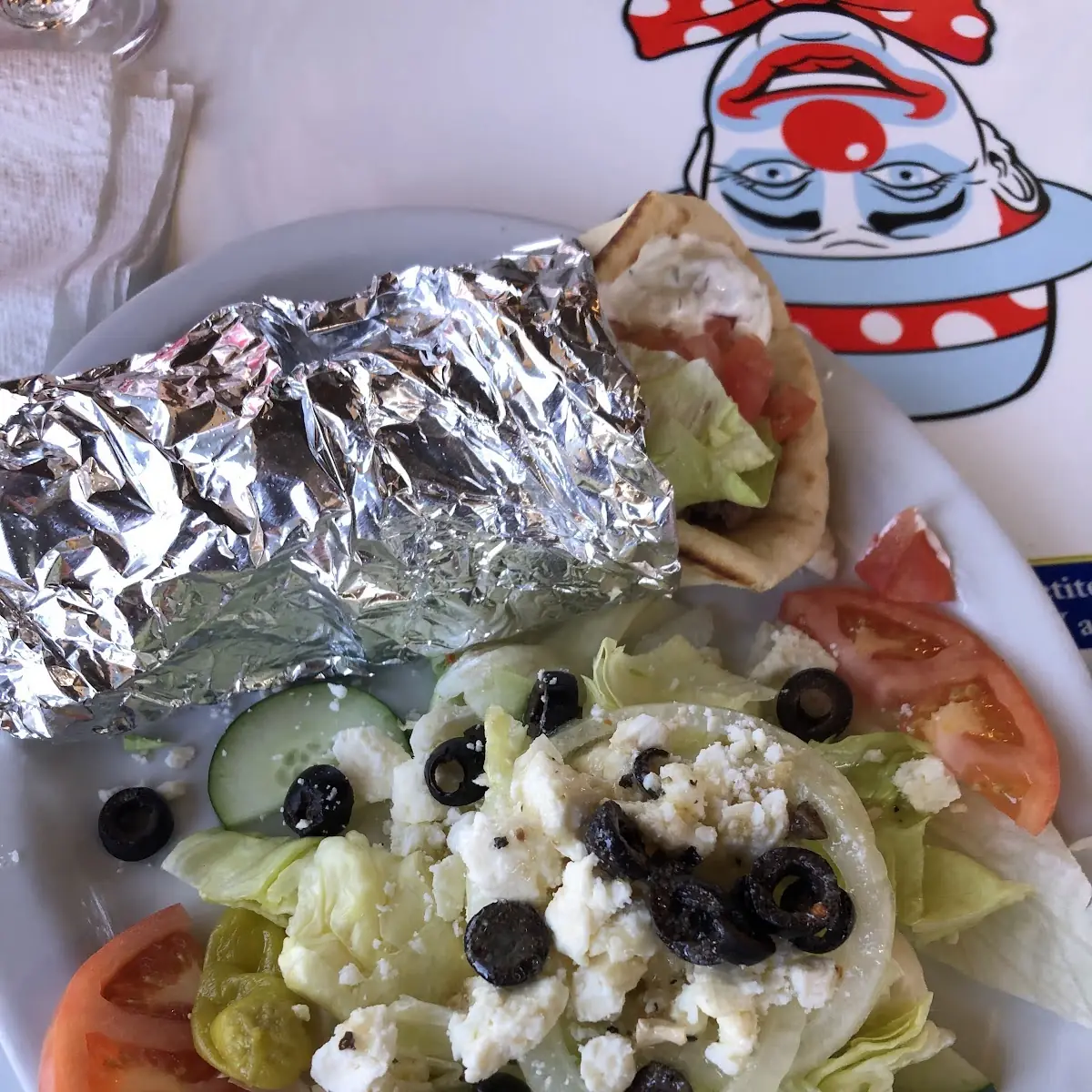 Gyro Sandwich with Greek Side Salad