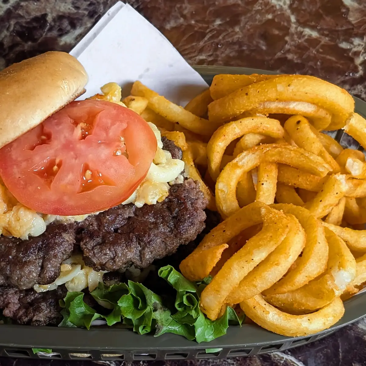 Cheese Burger with Curly Fries