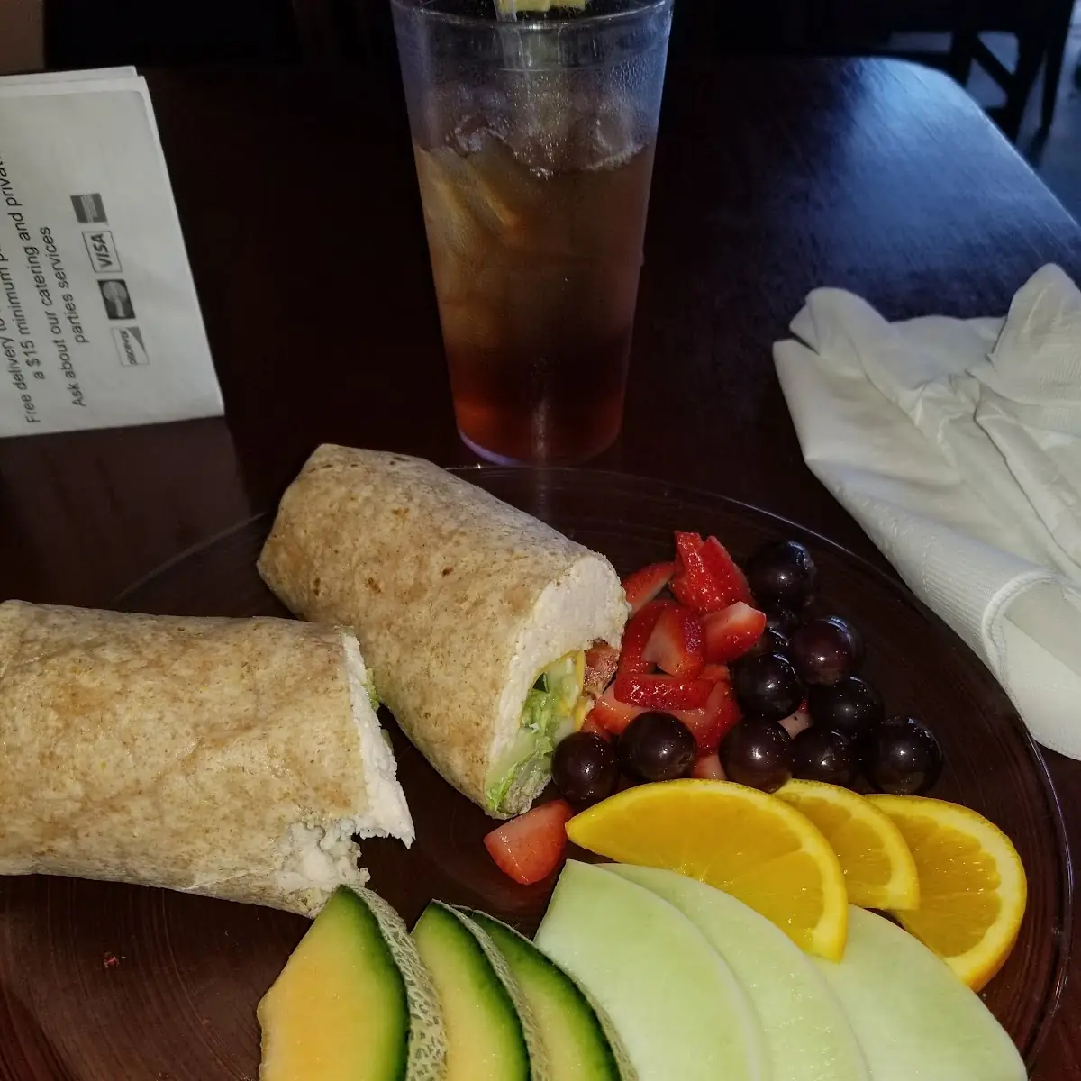 Turkey and Bacon Wrap w Fresh Fruit