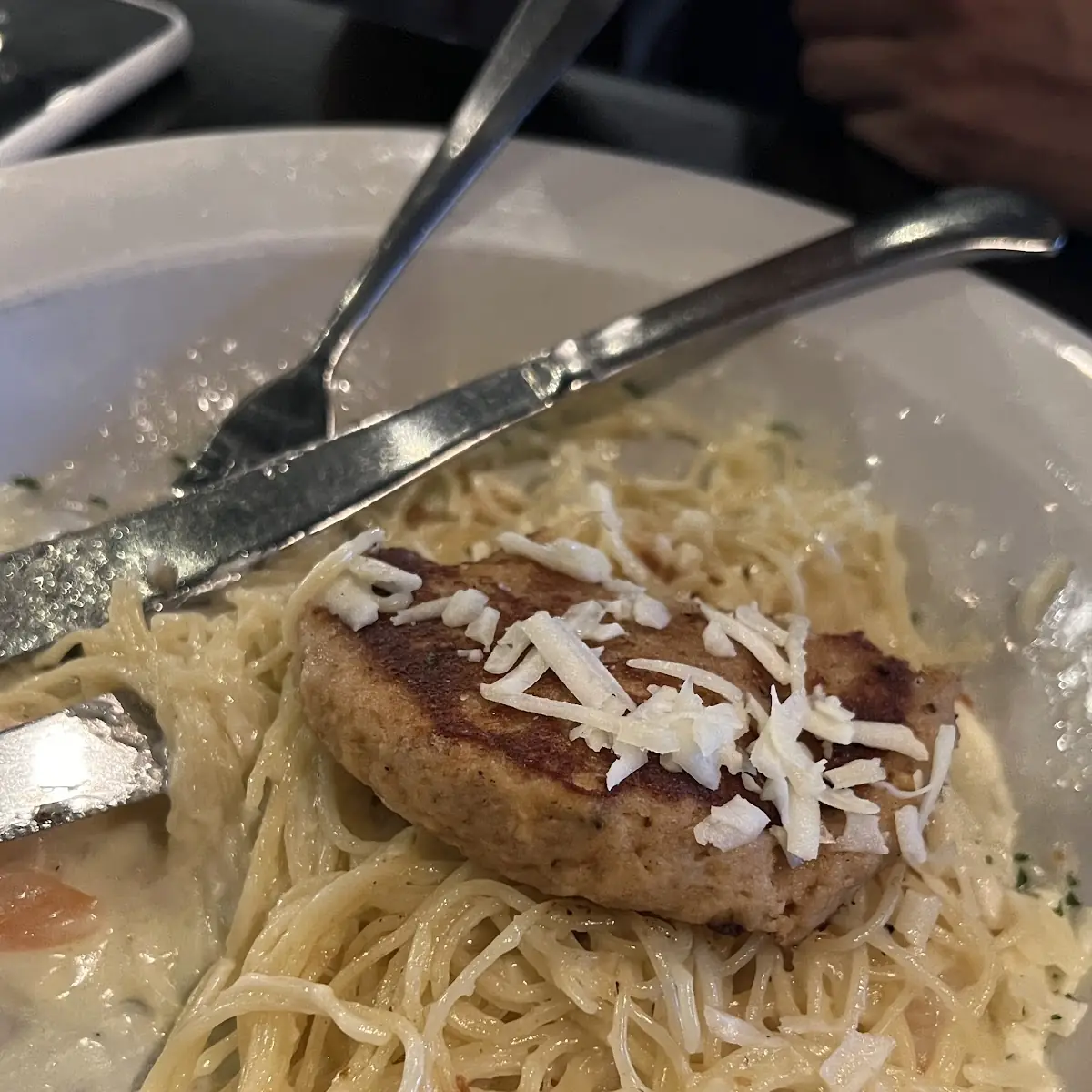 Shrimp and Crab Cake Alfredo