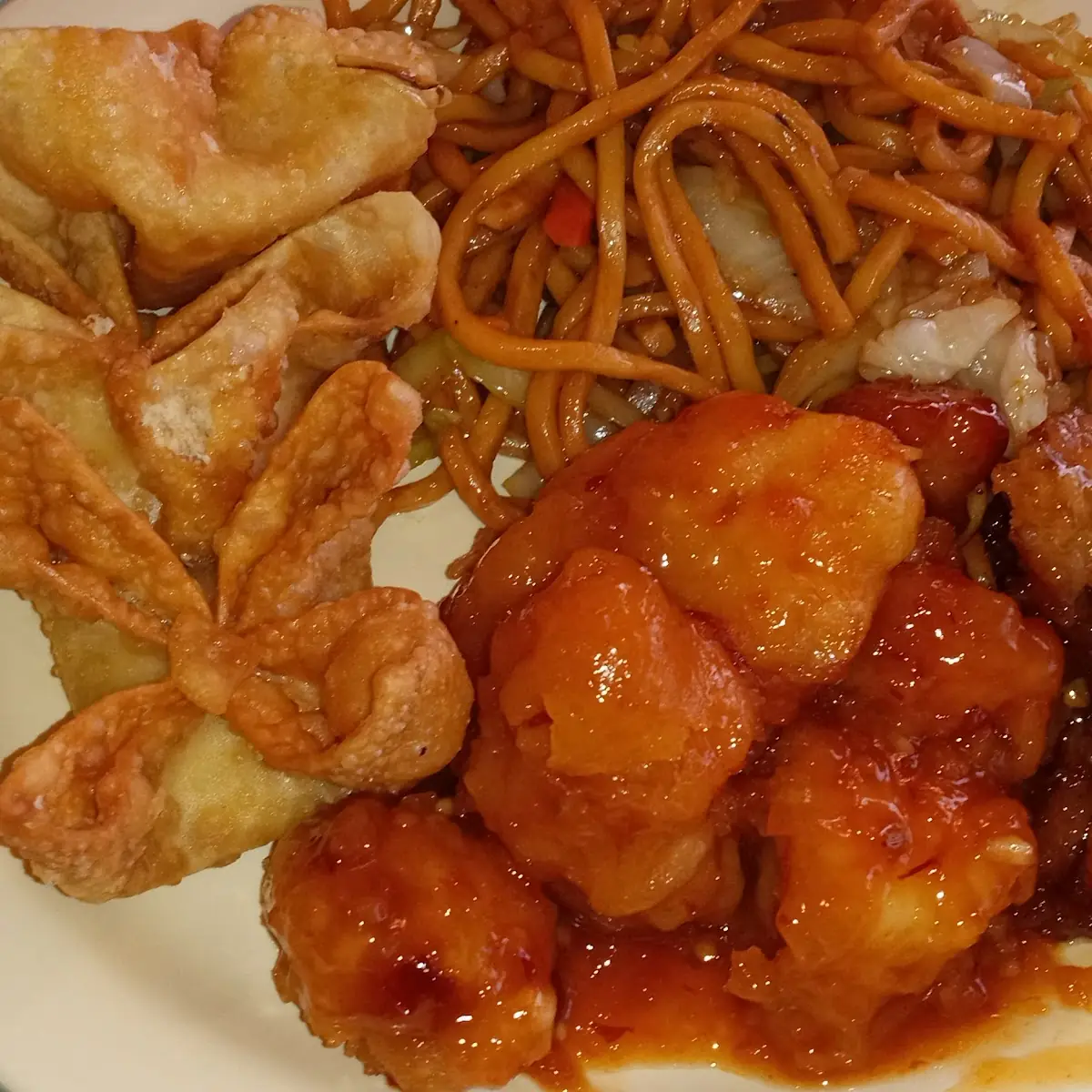 Orange Chicken Chow Mein and Ragoons