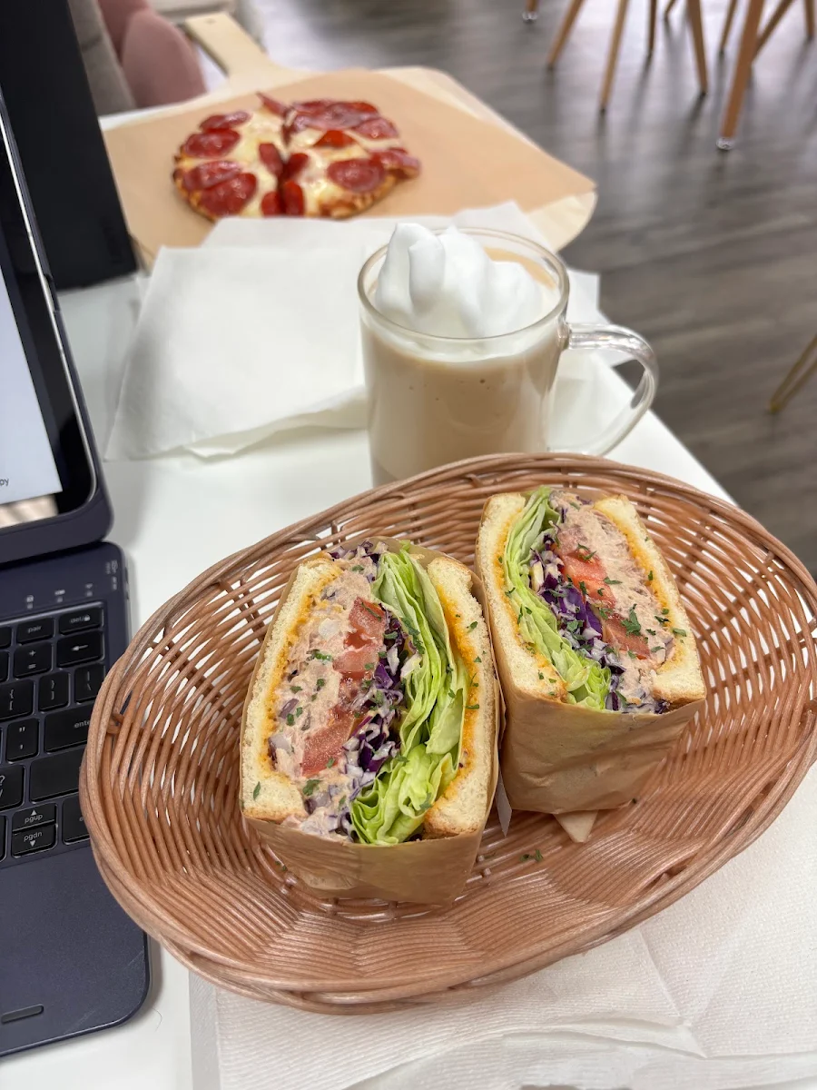 Spicy Tuna Sandwich and Cloud Coffee