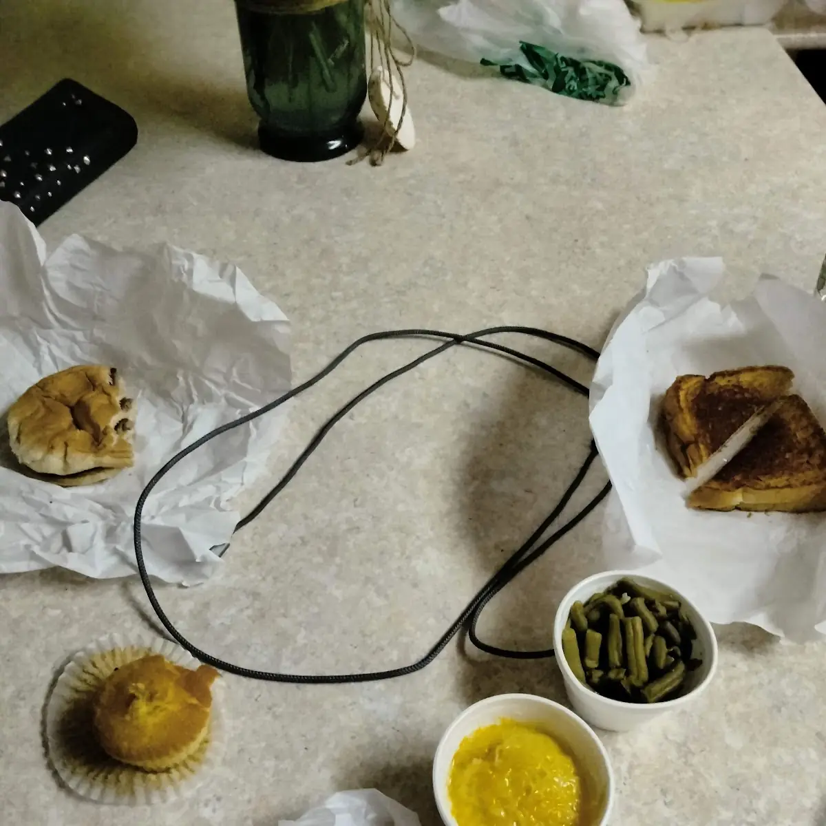 Full Rack Ribs 2 Sides and Corn Bread Kids Burger Literally Burger and Bread