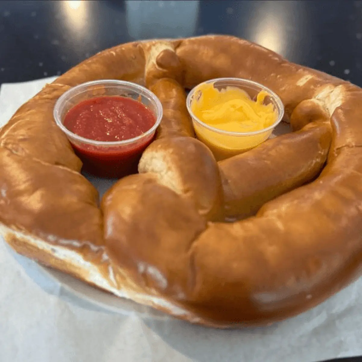 Jumbo Pretzel w Honey Mustard and Nacho Cheese